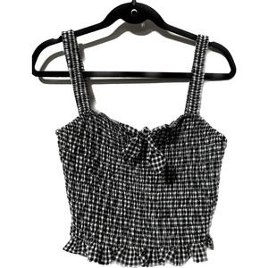 Sienna Sky Black and white checked smocked‎ tank top size L